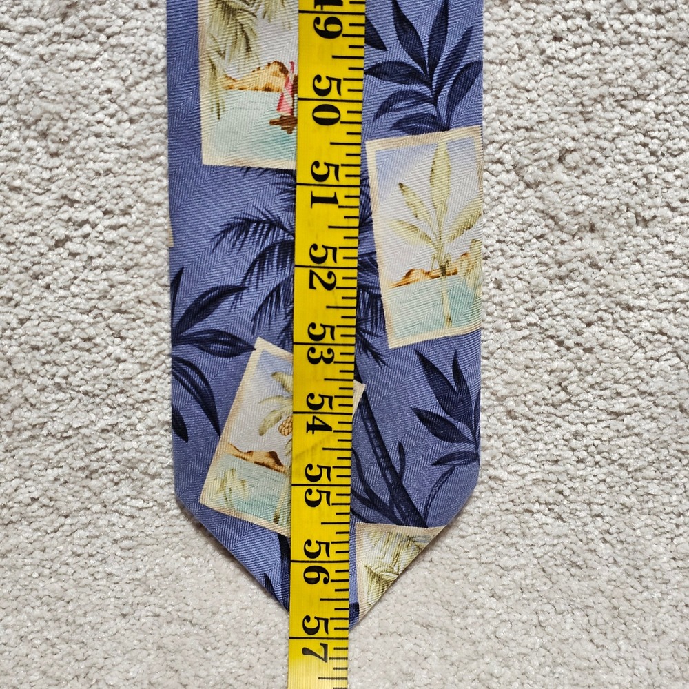 Tommy Bahama Mens Silk Beach Scene Tie Blue Palm Tree Vacation Summer Necktie - Picture 5 of 9